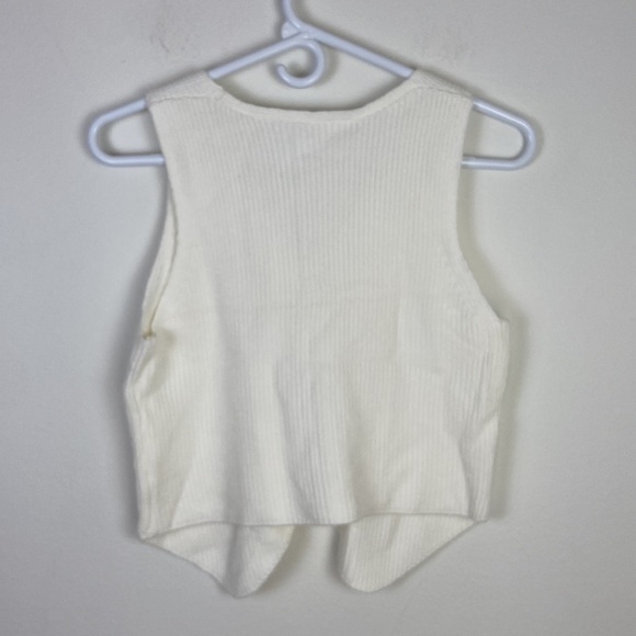 Amazon White Knit Button Up Vest Women's Small Y2K Summer 90s Quiet Luxury Retro - Picture 6 of 6